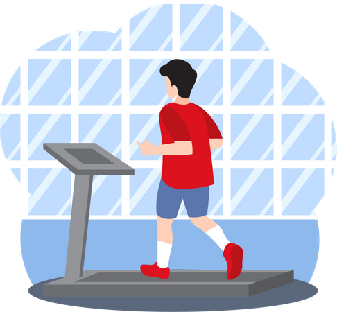 Man Running on Treadmill  Illustration