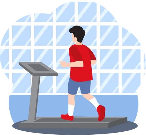 Man Running on Treadmill  Illustration