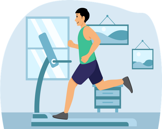 Man running on Treadmill  Illustration