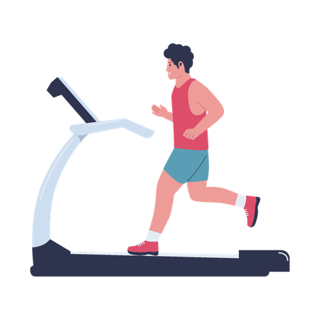 Man running on treadmill  Illustration