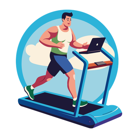 Man running on treadmill  Illustration