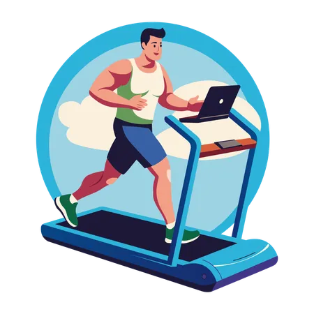 Man running on treadmill  Illustration