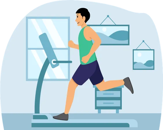 Man running on Treadmill  Illustration