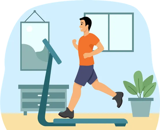 Man running on treadmill  Illustration