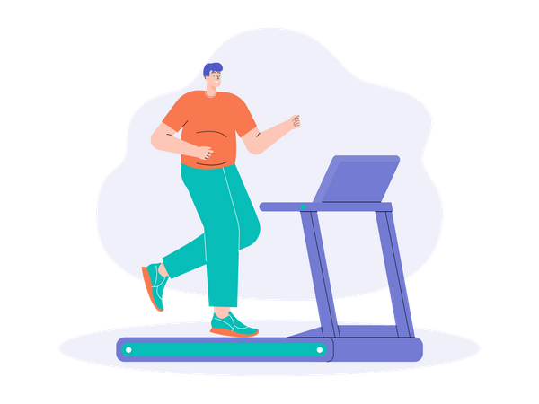 Man running on treadmill  Illustration