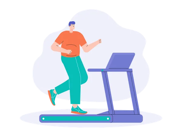 Man running on treadmill  Illustration