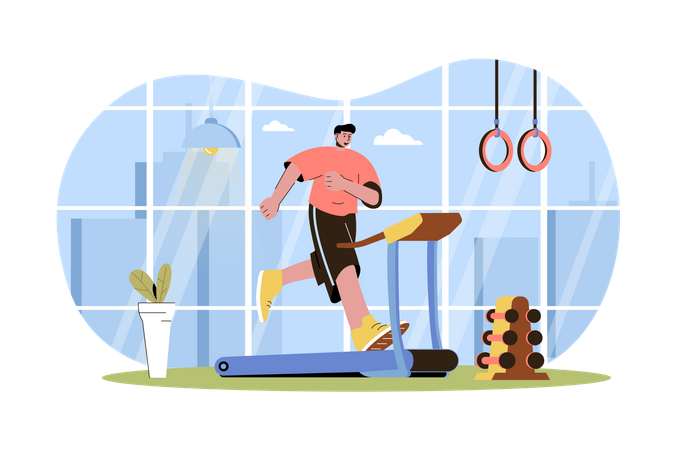 Man running on treadmill  Illustration