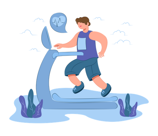 Man running on treadmill  Illustration