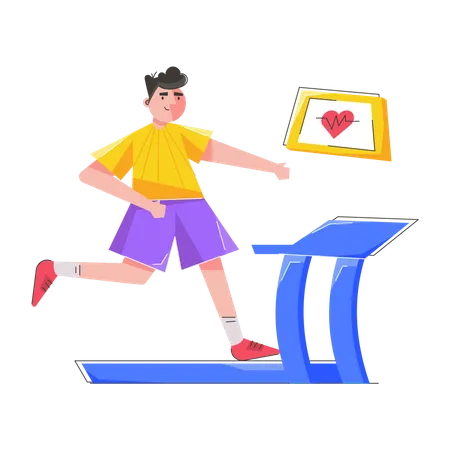 Man running on treadmill  Illustration