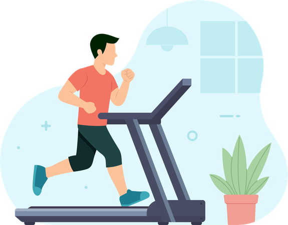 Man running on treadmill  Illustration