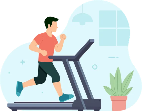 Man running on treadmill  Illustration