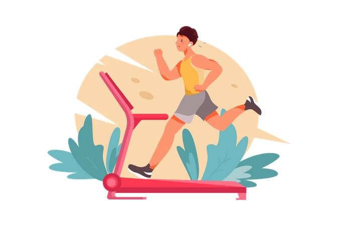 Man running on treadmill  Illustration