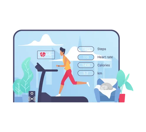 Man running on treadmill  Illustration