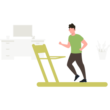 Man Running On Treadmill  Illustration