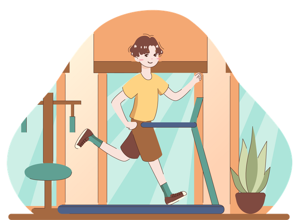 Man running on treadmill  Illustration