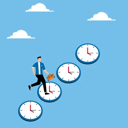 Man running on watches  Illustration