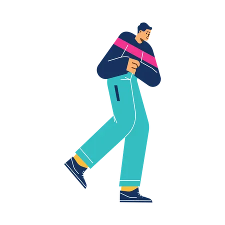 Man running pressing hands to his stomach  Illustration