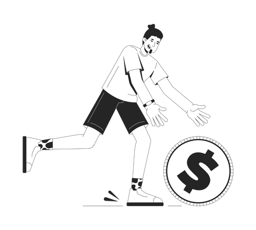 Man running to get discount  Illustration