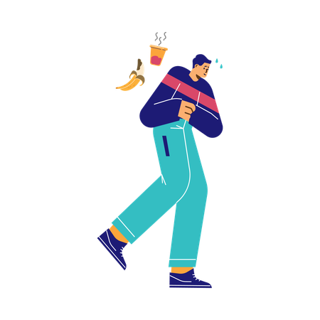 Man running to toilet after food poisoning  Illustration