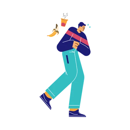 Man running to toilet after food poisoning  Illustration