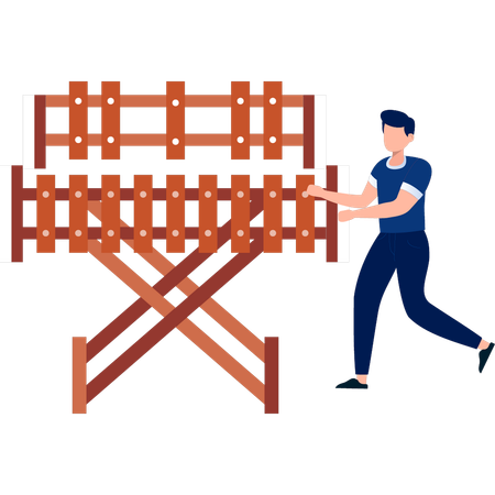 Man running toward marimba  Illustration