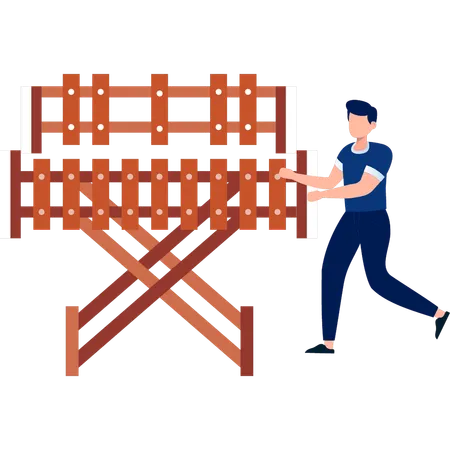 Man running toward marimba  Illustration