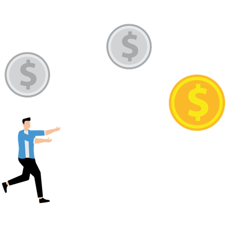 Man running towards dollar  Illustration