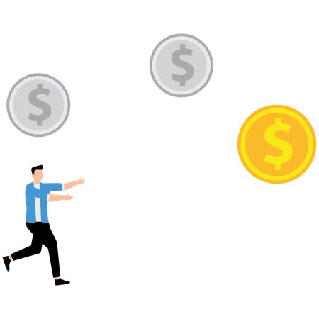 Man running towards dollar  Illustration