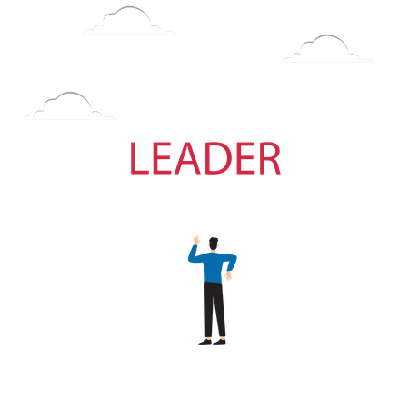 Man Running Up Leader's Cubes  Illustration