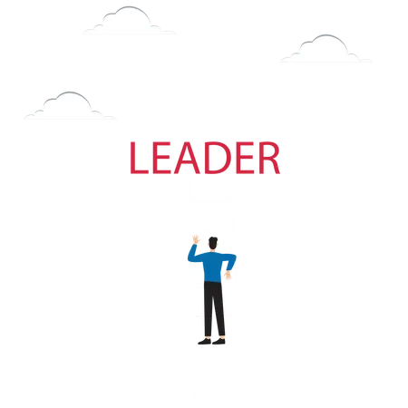 Man Running Up Leader's Cubes  Illustration