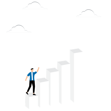 Man running up steps of idea  Illustration