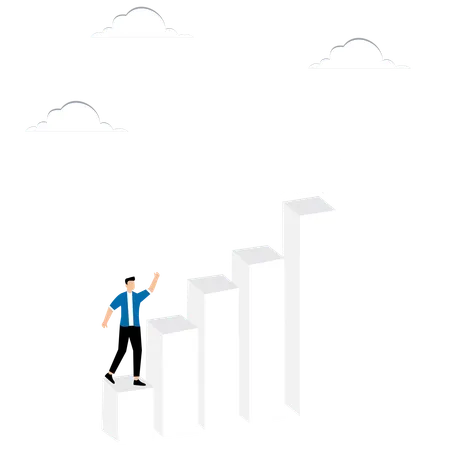 Man running up steps of idea  Illustration