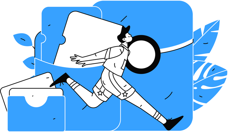 Man running while getting financial report  Illustration