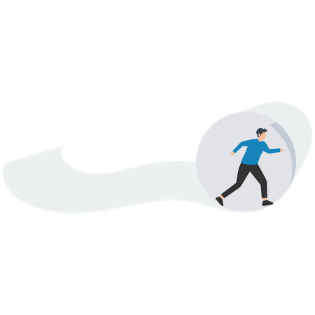 Man running with bill purchasing calculates pay  Illustration