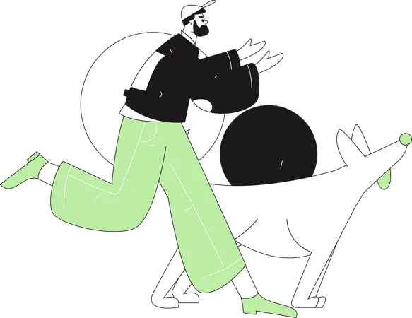 Man running with dog  Illustration