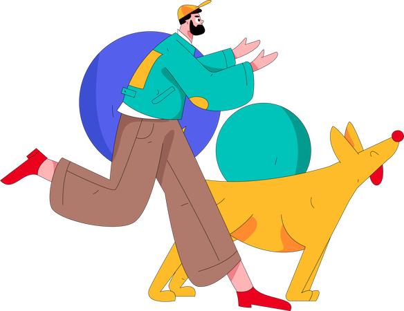 Man running with dog  Illustration