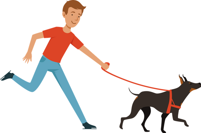 Man running with dog  Illustration