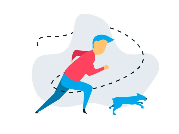 Man running with his pet  Illustration