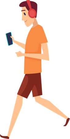 Man running with listening music  Illustration