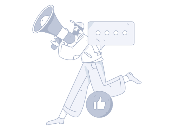 Man running with megaphone  Illustration