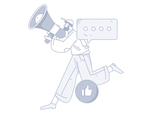 Man running with megaphone  Illustration