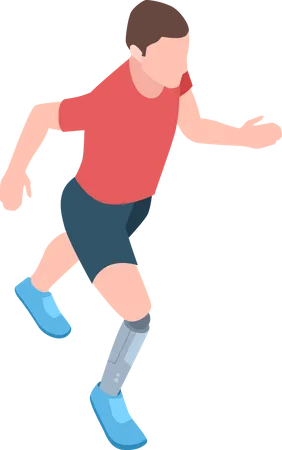 Man running with prosthetic leg Illustration