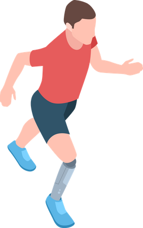 Man running with prosthetic leg  Illustration