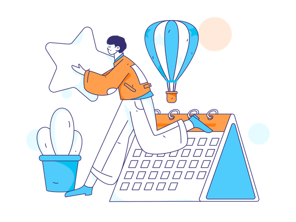 Man running with star  イラスト