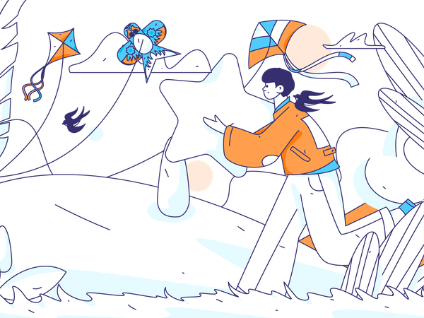 Man running with star  イラスト