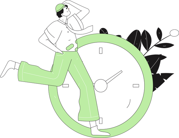 Man running with time  Illustration