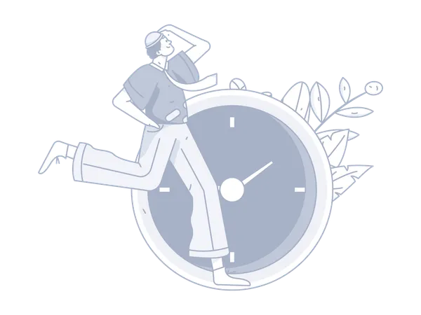 Man running with time  Illustration