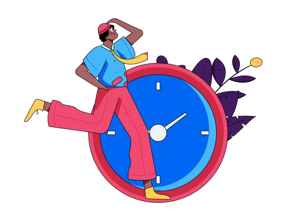 Man running with time  Illustration