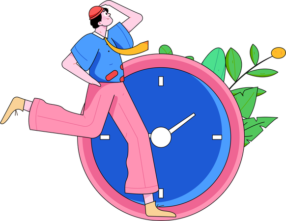 Man running with time  Illustration