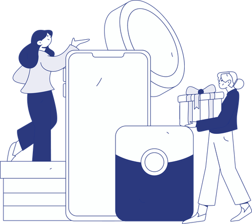 Man runs for shopping  Illustration